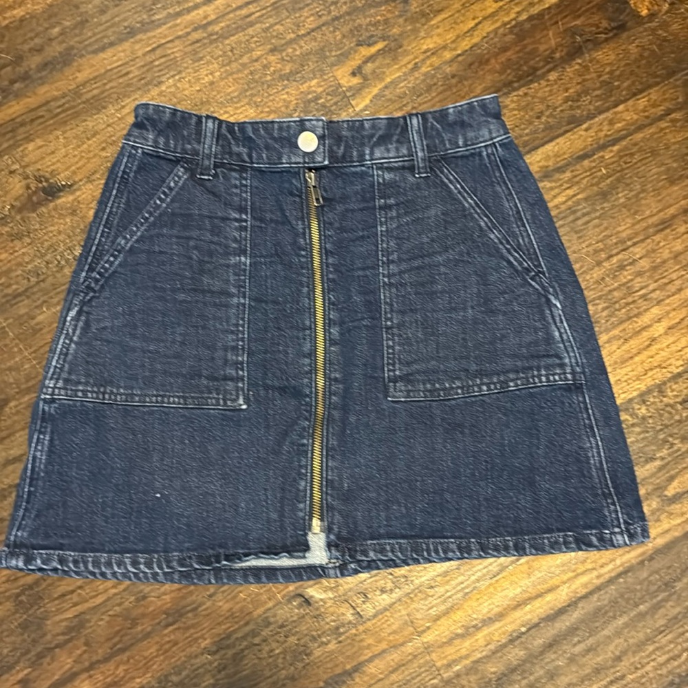 Madewell Denim Jean Utility Front Zip Skirt Size 25 A-Line Mini Blue Women’s